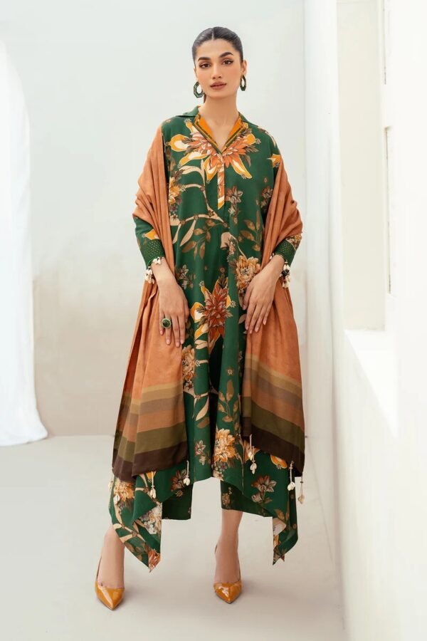 Digital Printed  3 Pc Khaddar-Unstitched- Suit- Baroque
