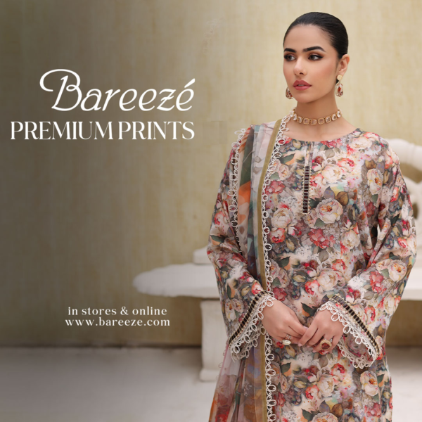 Blossom 3Pc Digital Printed Lawn Suit By Bareeze