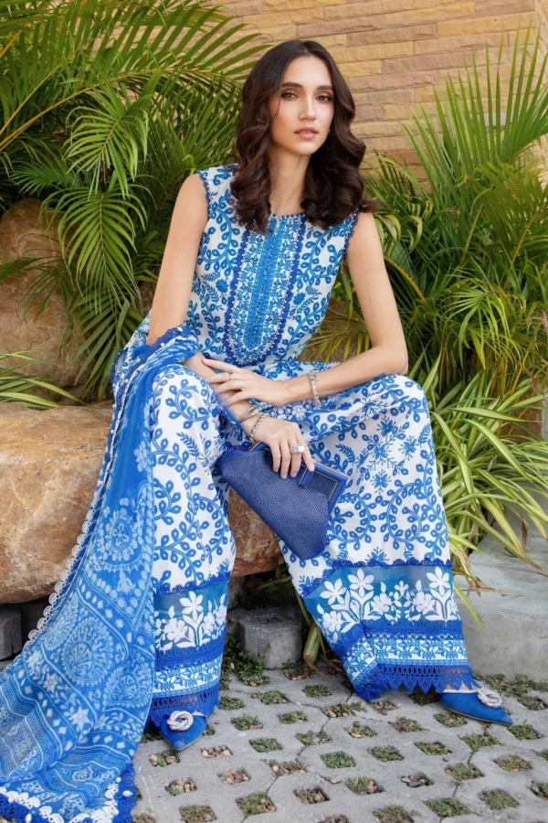 Maria B 3 Piece Unstitched Printed Lawn Suit - Image 3
