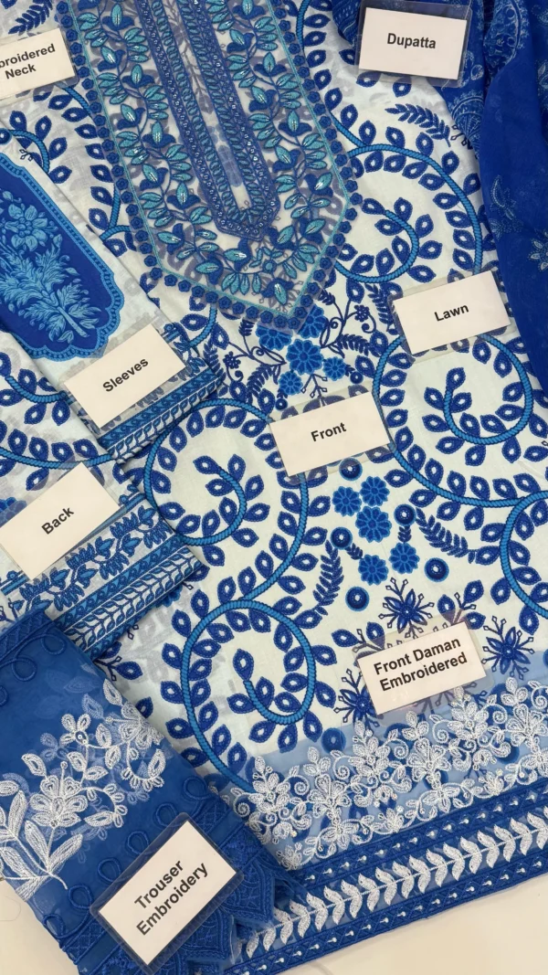 Maria B 3 Piece Unstitched Printed Lawn Suit - Image 7