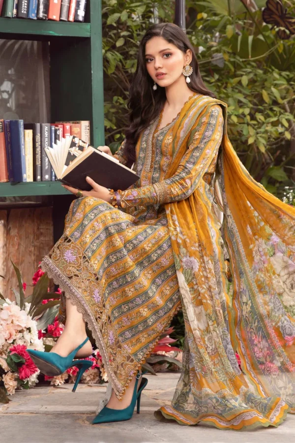 Maria B Unstitched 3 piece suit M.Prints - Image 4
