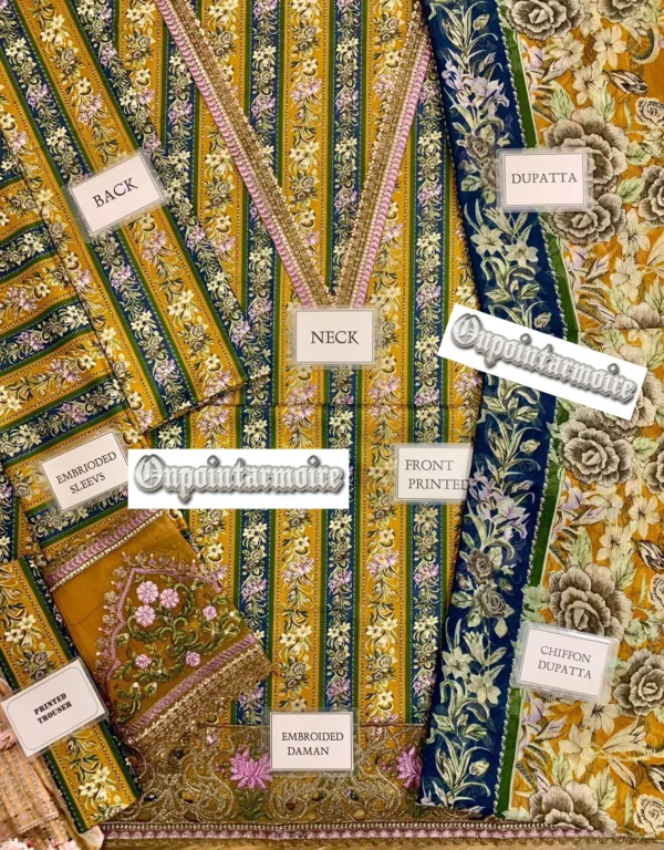 Maria B Unstitched 3 piece suit M.Prints - Image 7