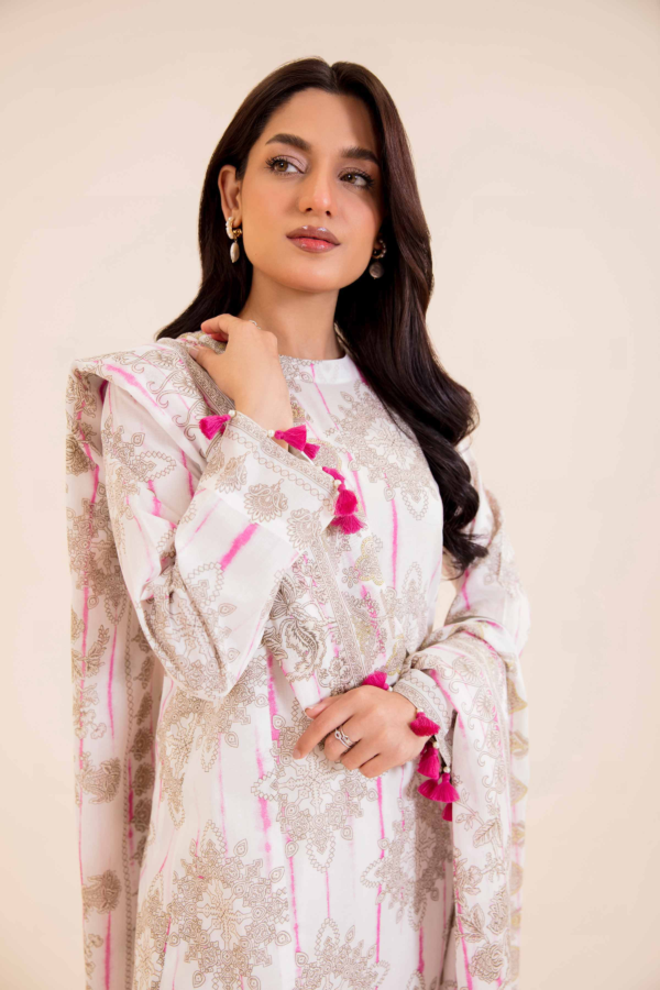 Graceful  Soft Pink 3Pc Lawn Suit by Nishat Linen