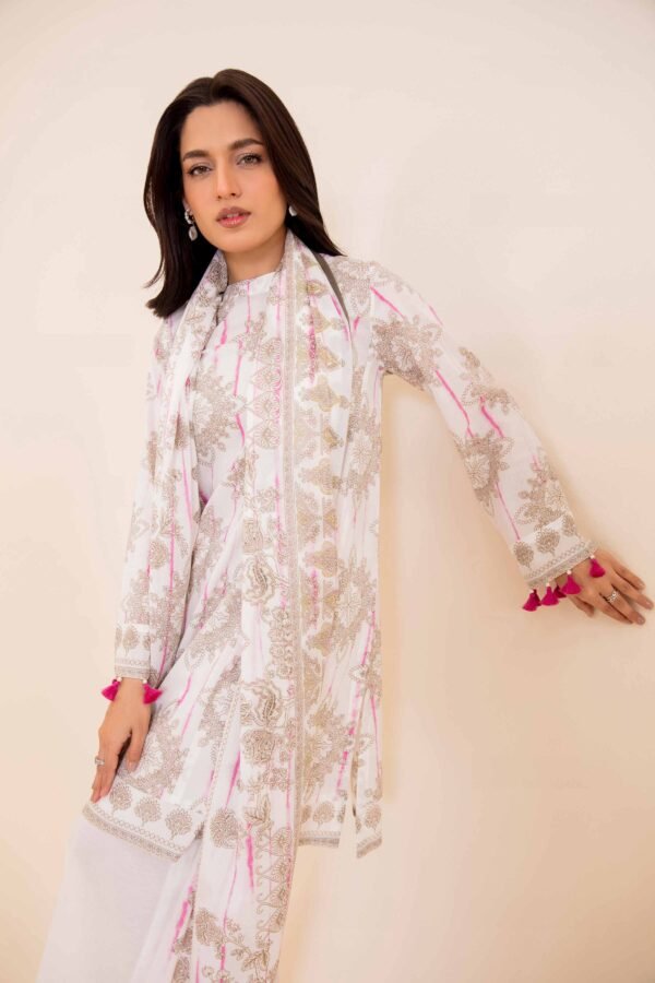 Graceful  Soft Pink 3Pc Lawn Suit by Nishat Linen - Image 2